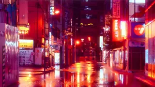 Rue de nuit éclairée aux néons