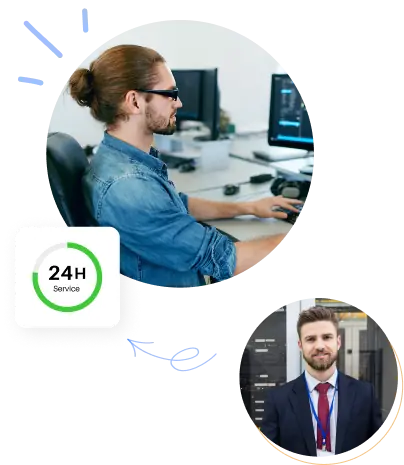 Équipe technique au travail sur l’infrastructure